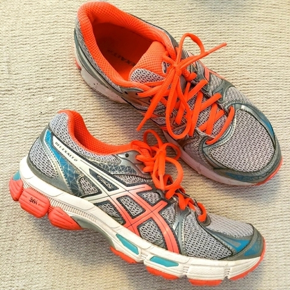 Asics Shoes - ASICS Gel Exalt 2 size 7.5 orange ,silver & teal walking sneakers